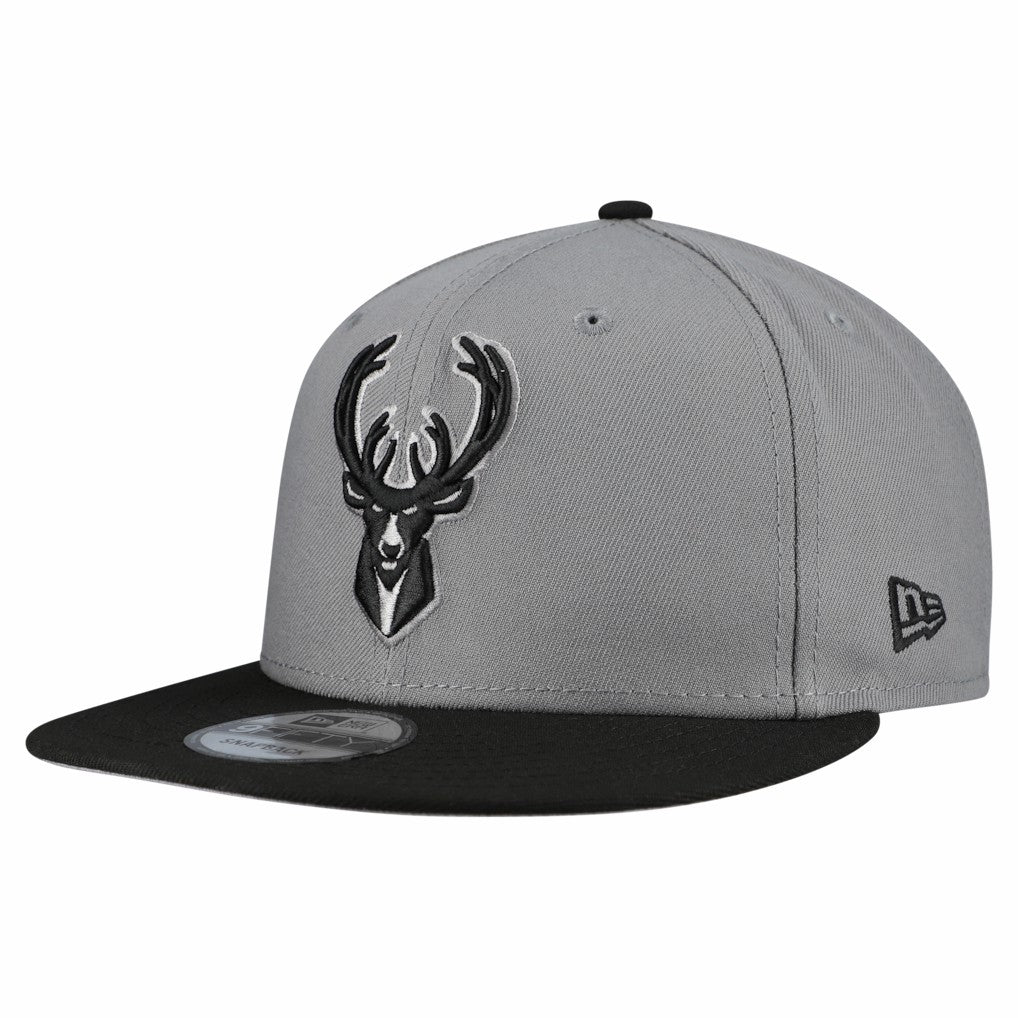 Milwaukee Bucks Core Logo Storm Gray Two-Tone 9FIFTY Snapback Hat Gray | New Era Near Me