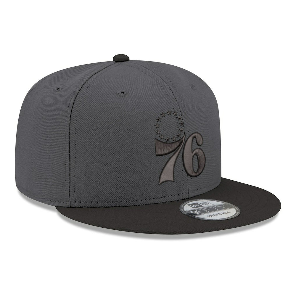 Philadelphia 76ers Logo 2-Tone 9FIFTY Snapback Hat Gray/Black | New Era Lifestyle