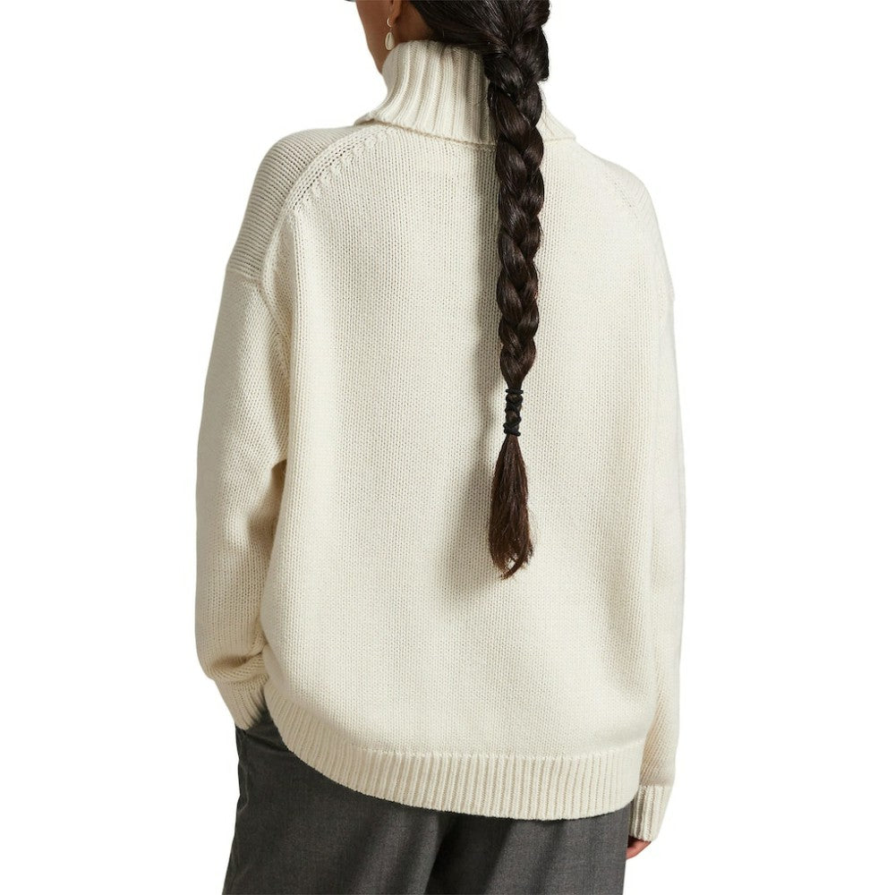 Yankees Polo Ralph Lauren Women's Wool-Blend Turtleneck Sweater - Cream - MLB Sale