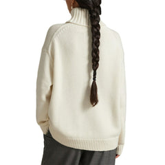 Yankees Polo Ralph Lauren Women's Wool-Blend Turtleneck Sweater - Cream - MLB Sale