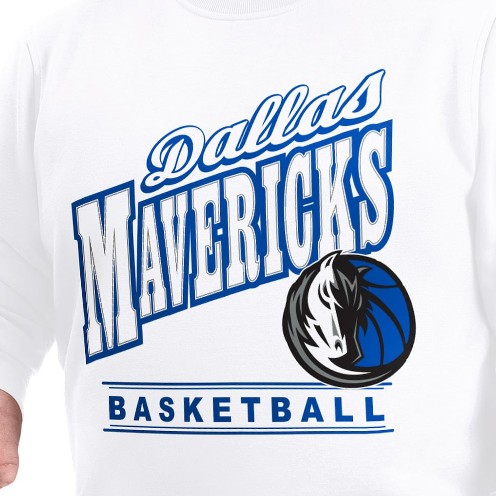 Dallas Mavericks G-III Sports by Carl Banks Adaptive Headliner Fleece Crewneck Sweatshirt White