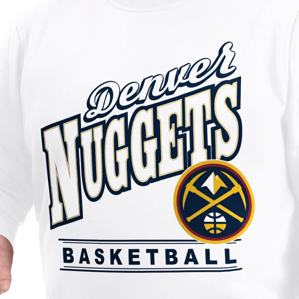 Denver Nuggets G-III Sports by Carl Banks Adaptive Headliner Fleece Crewneck Sweatshirt White