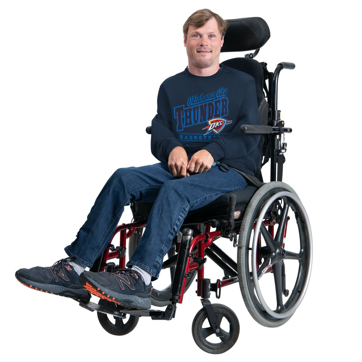 Oklahoma City Thunder G-III Sports by Carl Banks Adaptive Headliner Fleece Crewneck Sweatshirt Navy