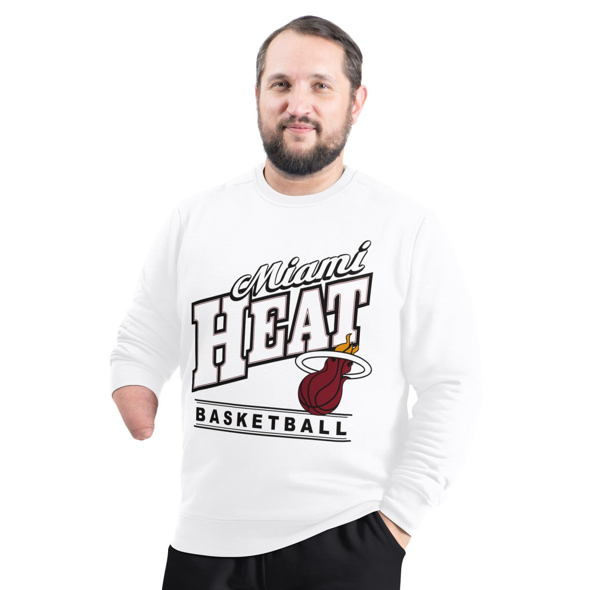 Miami Heat G-III Sports by Carl Banks Adaptive Headliner Fleece Crewneck Sweatshirt White
