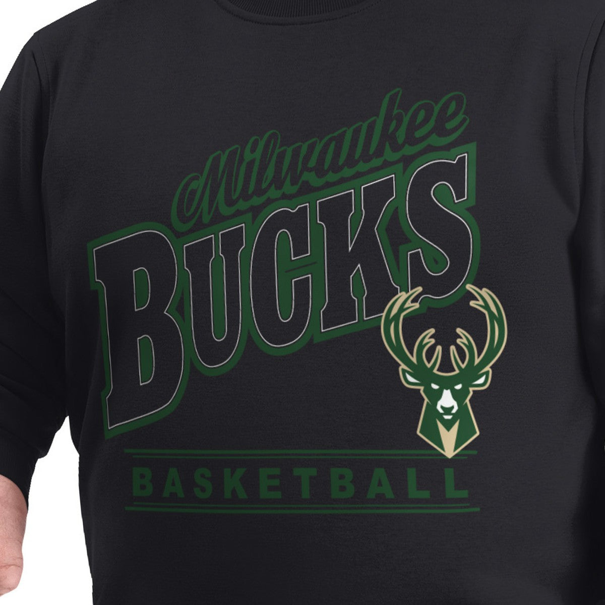 Milwaukee Bucks G-III Sports by Carl Banks Adaptive Headliner Fleece Crewneck Sweatshirt Black