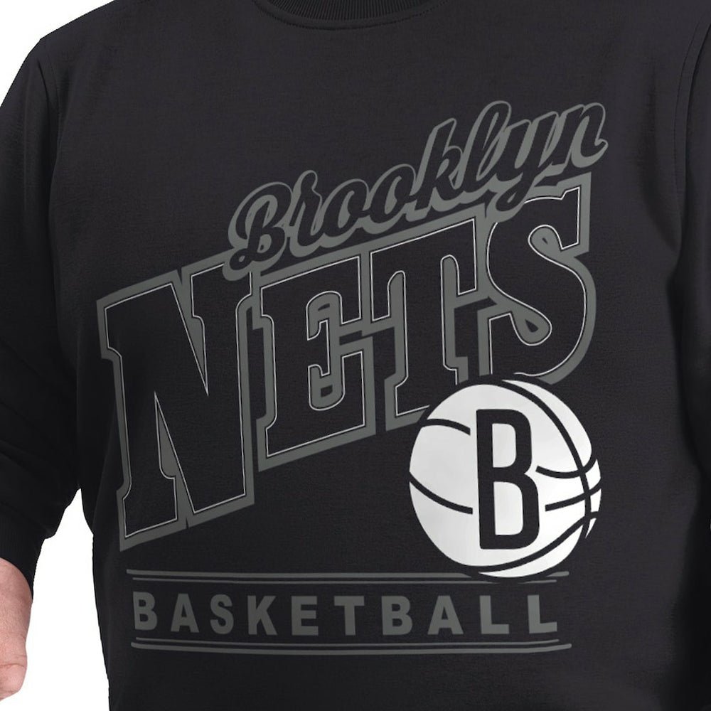 Brooklyn Nets G-III Sports by Carl Banks Adaptive Headliner Fleece Crewneck Sweatshirt Black