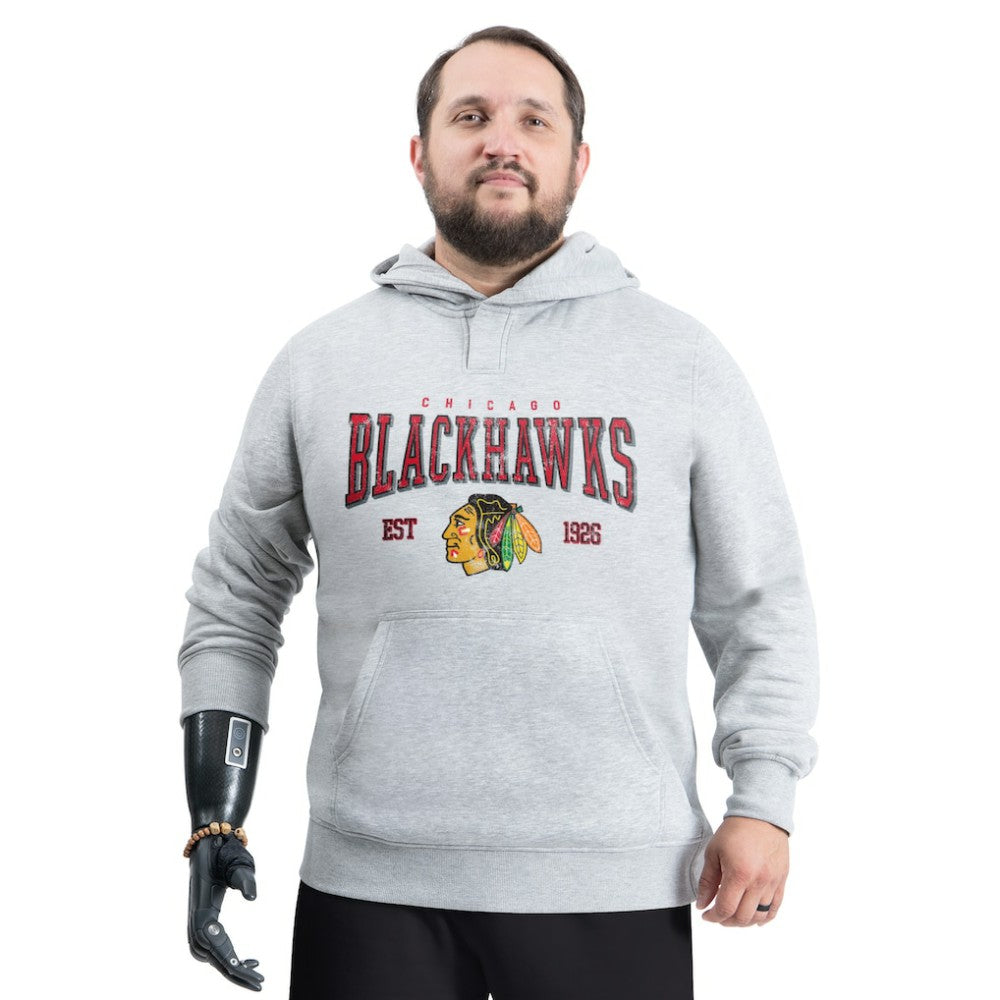 Chicago Blackhawks G-III Sports by Carl Banks Adaptive Classic Team Spirit Fleece Hoodie - Gray - NHL 203456463