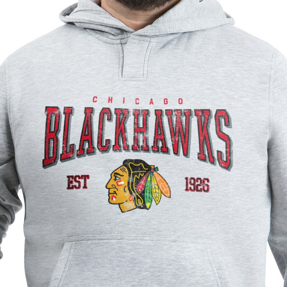 Chicago Blackhawks G-III Sports by Carl Banks Adaptive Classic Team Spirit Fleece Hoodie - Gray - NHL 203456463
