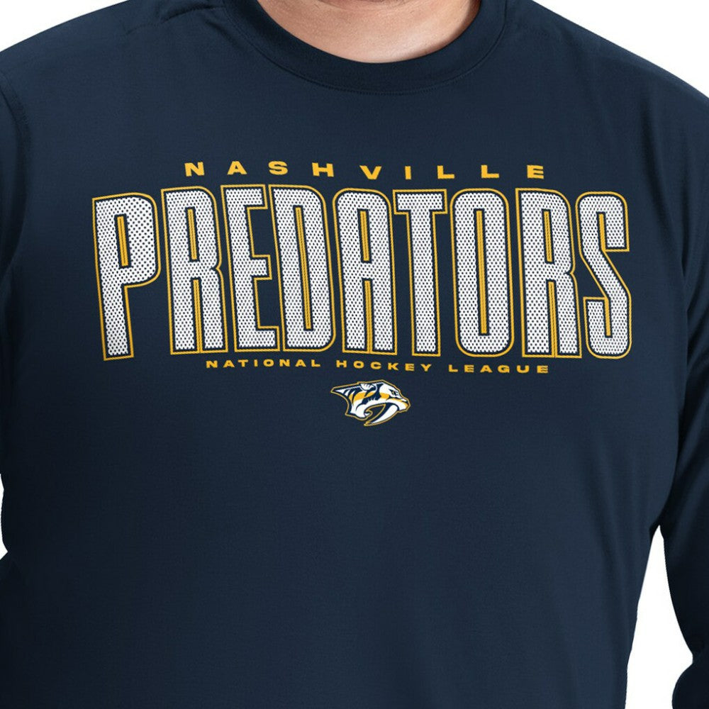 Nashville Predators G-III Sports by Carl Banks Adaptive Mesh Effect Long Sleeve T-Shirt - Navy - NHL 203456833