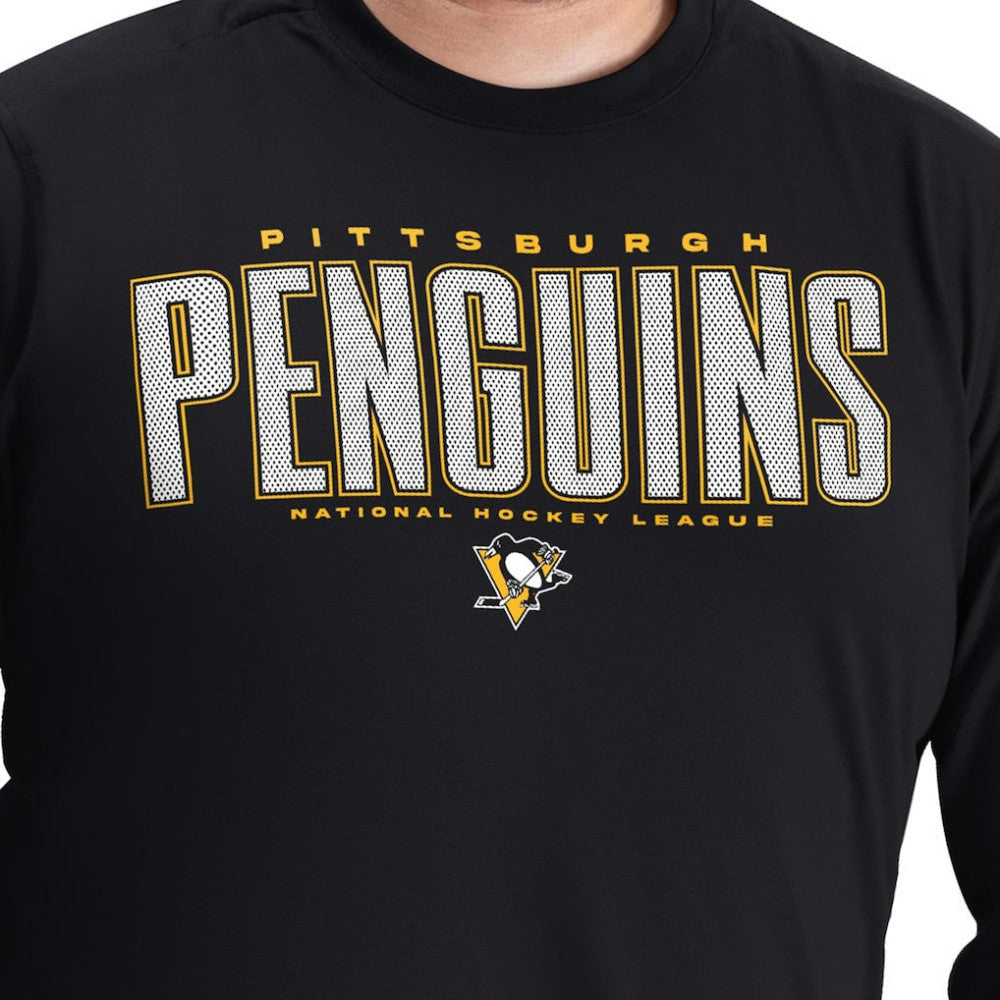Pittsburgh Penguins G-III Sports by Carl Banks Adaptive Mesh Effect Long Sleeve T-Shirt - Black - NHL 203456861