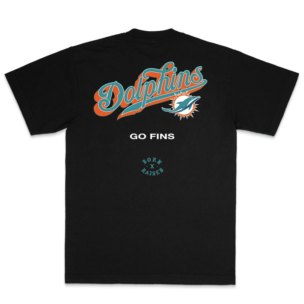 Miami Dolphins Born x Raised Unisex Pro Script T-Shirt Black