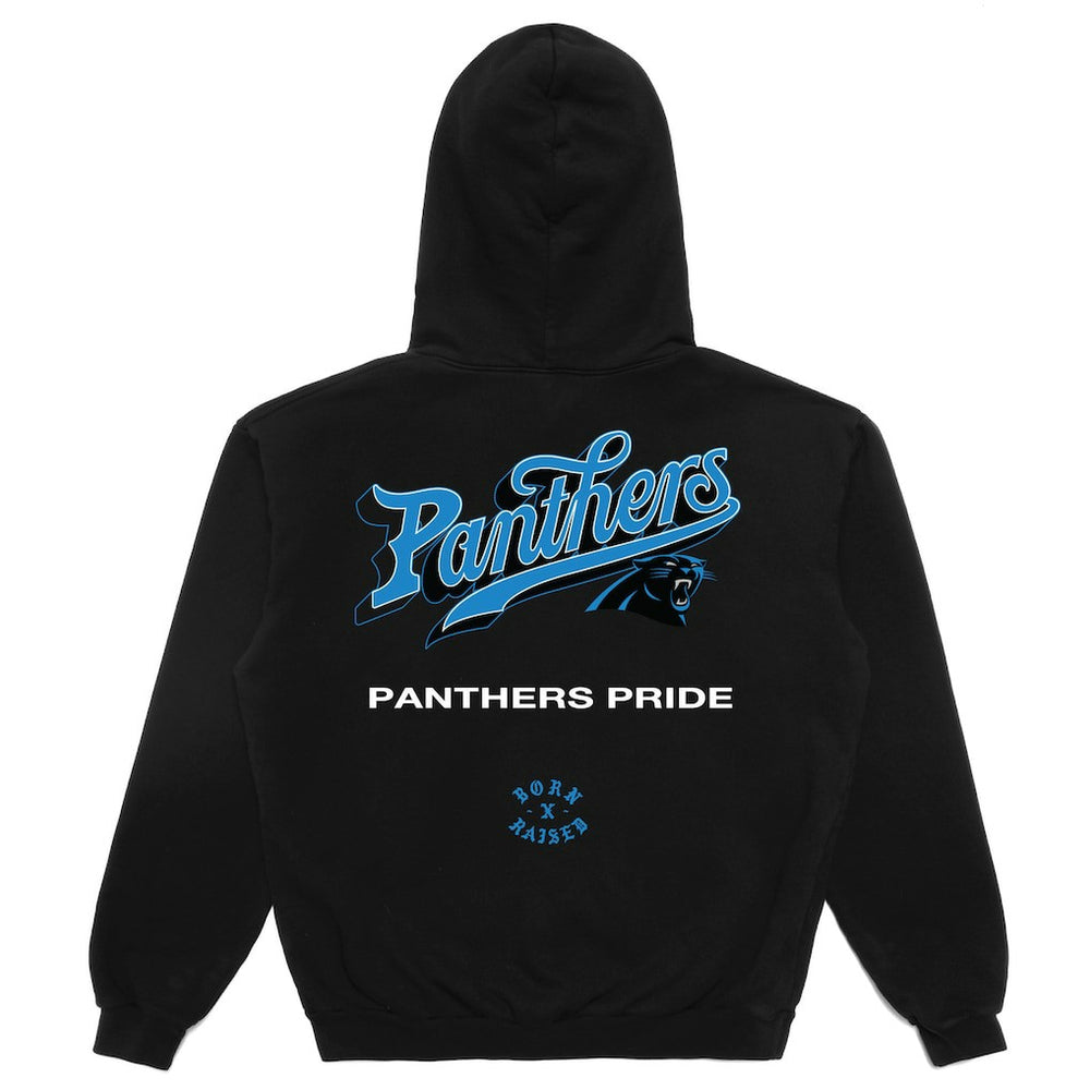 Carolina Panthers Born x Raised Unisex Pro Script Hoodie Black