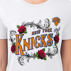 New York Knicks G-III 4Her by Carl Banks Women's Super-Slim Fit Lightweight Roses Crew Neck T-Shirt White