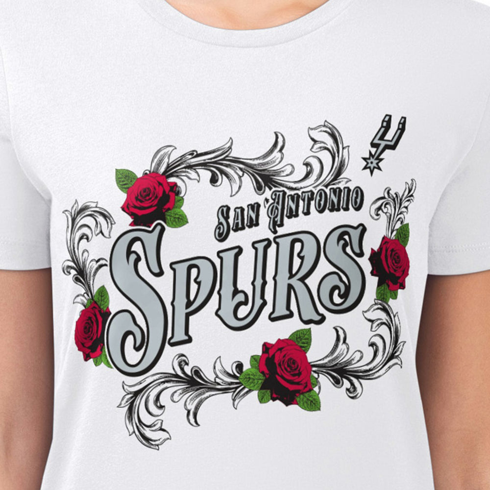 San Antonio Spurs G-III 4Her by Carl Banks Women's Super-Slim Fit Lightweight Roses Crew Neck T-Shirt White