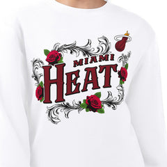 Miami Heat G-III 4Her by Carl Banks Women's Roses Fleece Tri-Blend Sweatshirt White