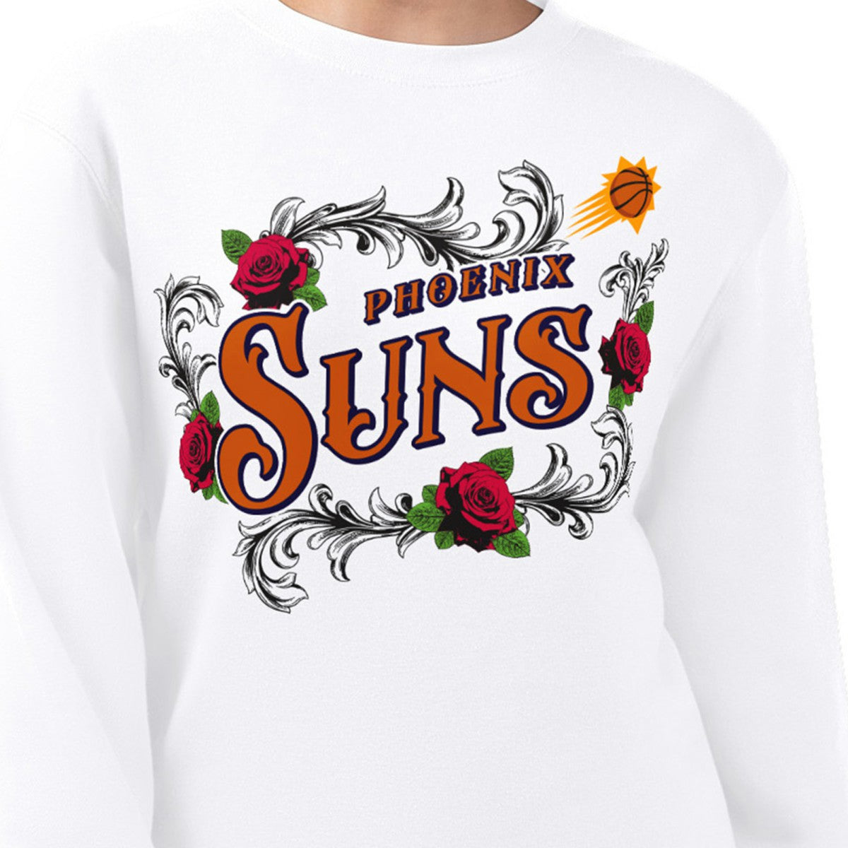 Phoenix Suns G-III 4Her by Carl Banks Women's Roses Fleece Tri-Blend Sweatshirt White