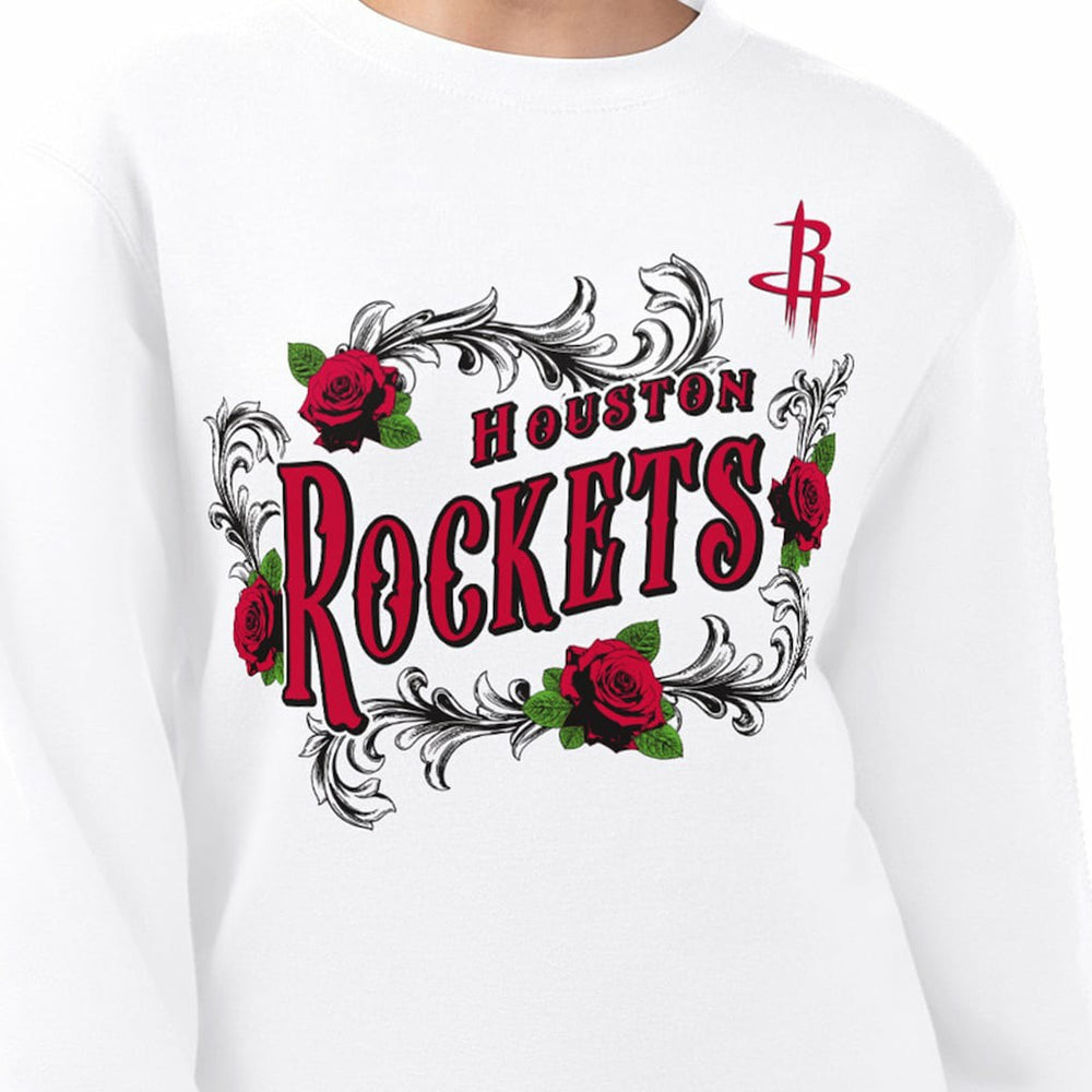 Houston Rockets G-III 4Her by Carl Banks Women's Roses Fleece Tri-Blend Sweatshirt White