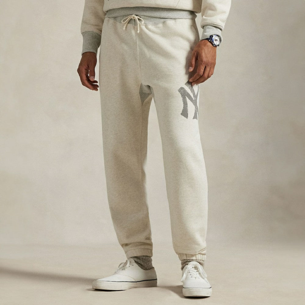 Yankees Polo Ralph Lauren Vintage Fleece Sweatpants - Cream - MLB Sale