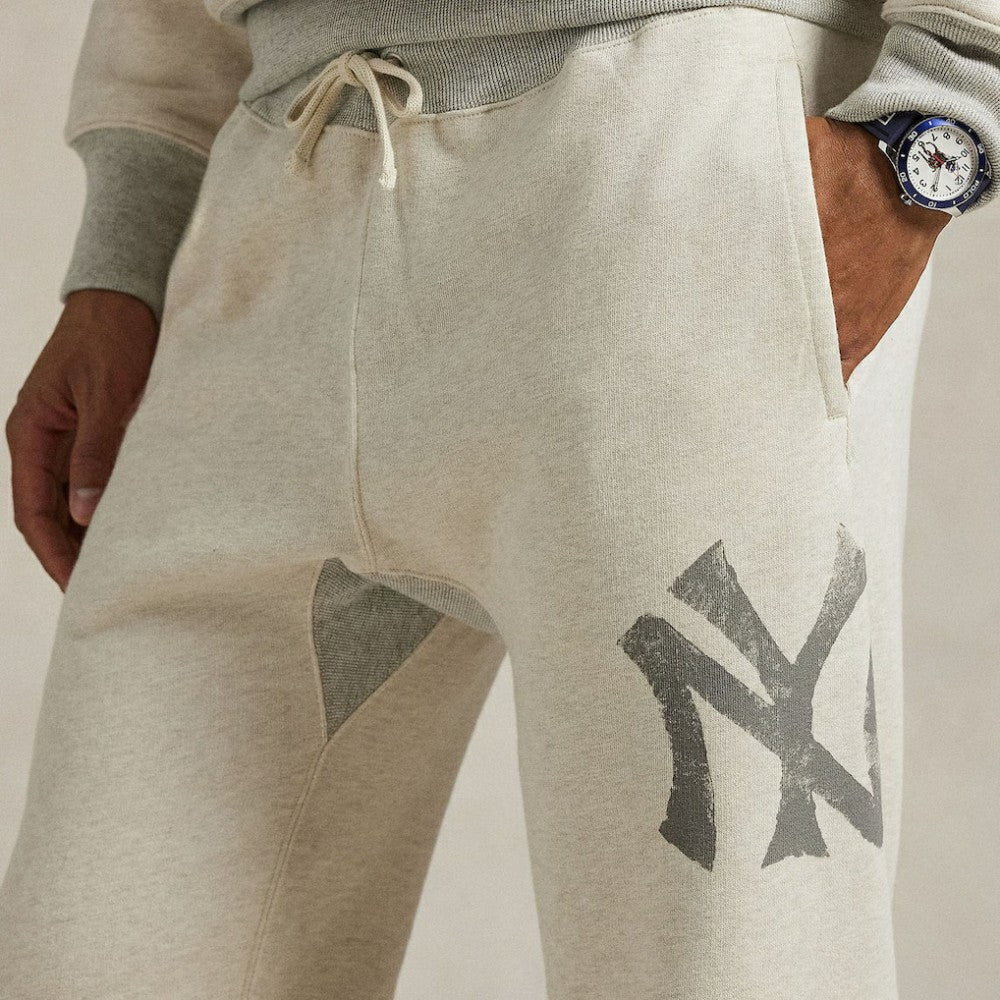 Yankees Polo Ralph Lauren Vintage Fleece Sweatpants - Cream - MLB Sale