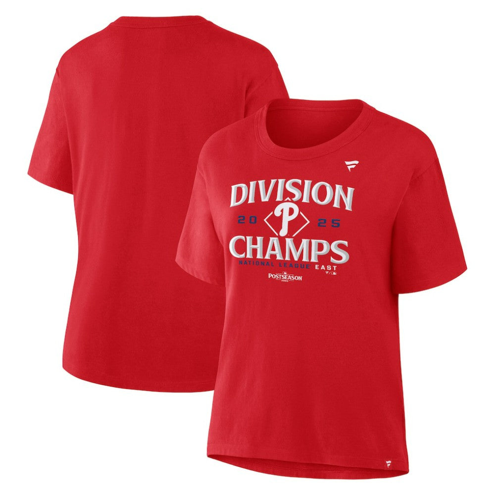 Philadelphia Phillies Fanatics Women's 2025 NL East Division Champions Locker Room Plus Size T-Shirt - Red - Fanatics Discount