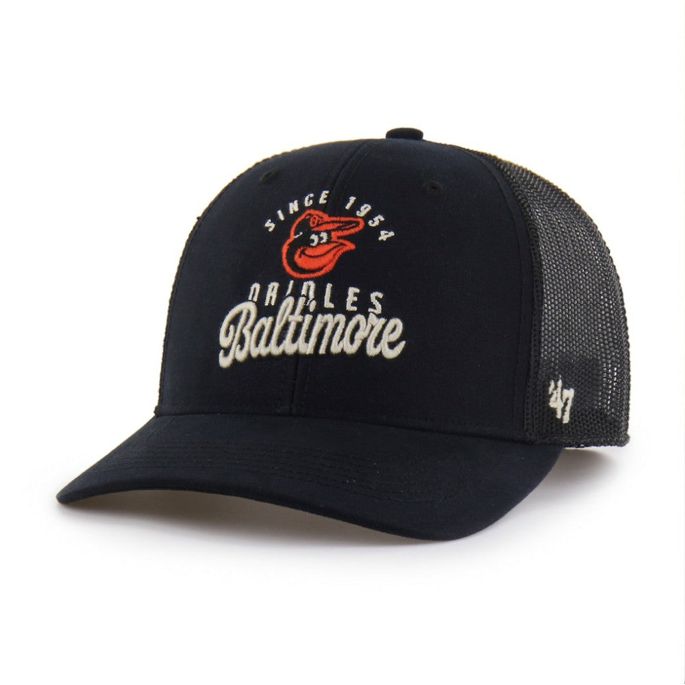 Baltimore Orioles '47 Pitstop Trucker Adjustable Hat - Black - 47 brand on Sale