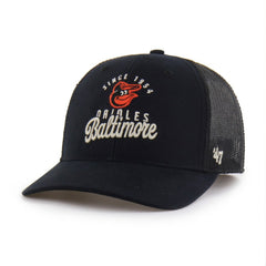 Baltimore Orioles '47 Pitstop Trucker Adjustable Hat - Black - 47 brand on Sale