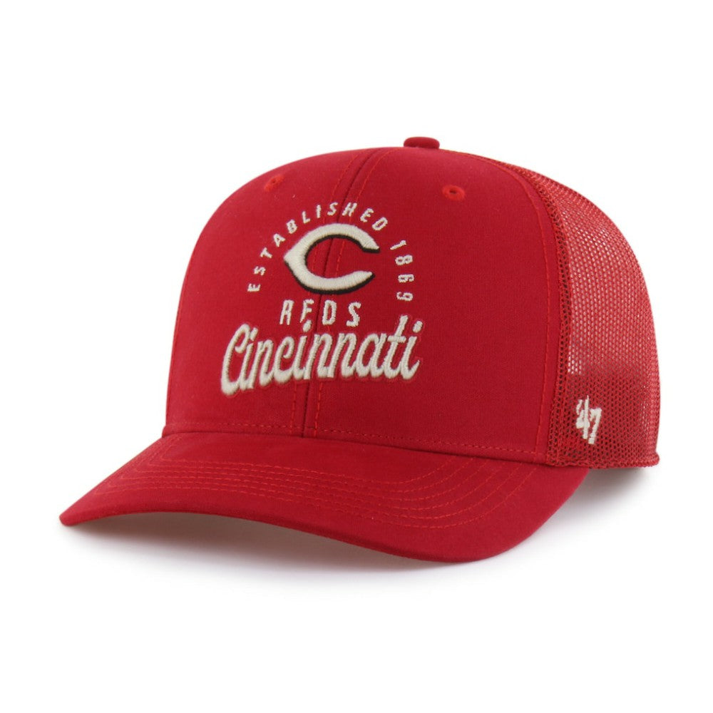 Cincinnati Reds '47 Pitstop Trucker Adjustable Hat - Red - 47 brand Lifestyle