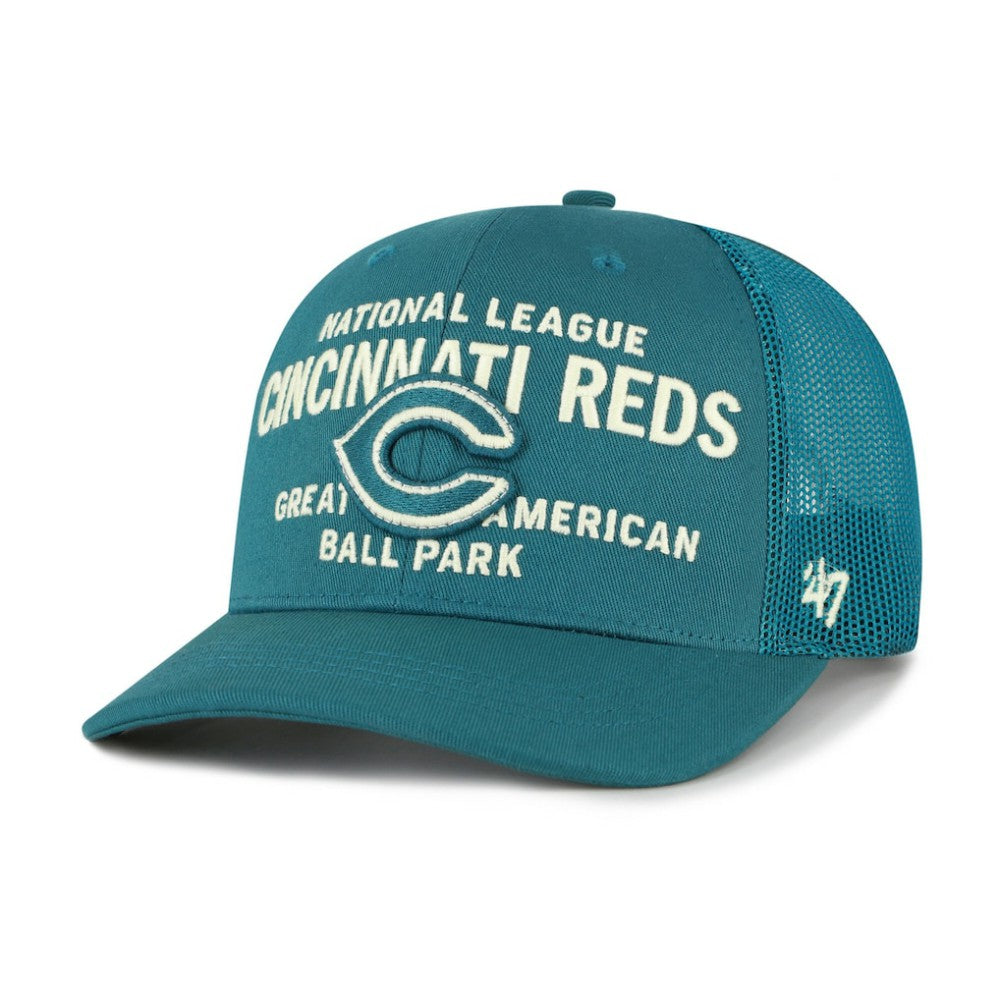 Cincinnati Reds '47 Contemporary Hitch Adjustable Trucker Hat - Teal - 47 brand Lifestyle
