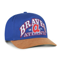Atlanta Braves '47 Cooperstown Break Wood Suede Hitch Adjustable Hat - Royal/Brown - 47 brand Discount