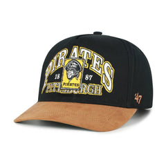 Pittsburgh Pirates '47 Cooperstown Break Wood Suede Hitch Adjustable Hat - Black/Brown - 47 brand Discount