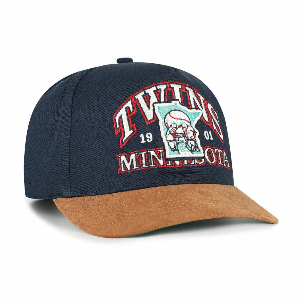Minnesota Twins '47 Cooperstown Break Wood Suede Hitch Adjustable Hat - Navy/Brown - 47 brand Sale