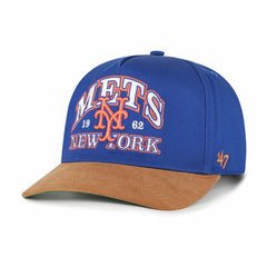 New York Mets '47 Cooperstown Break Wood Suede Hitch Adjustable Hat - Royal/Brown - 47 brand Lifestyle