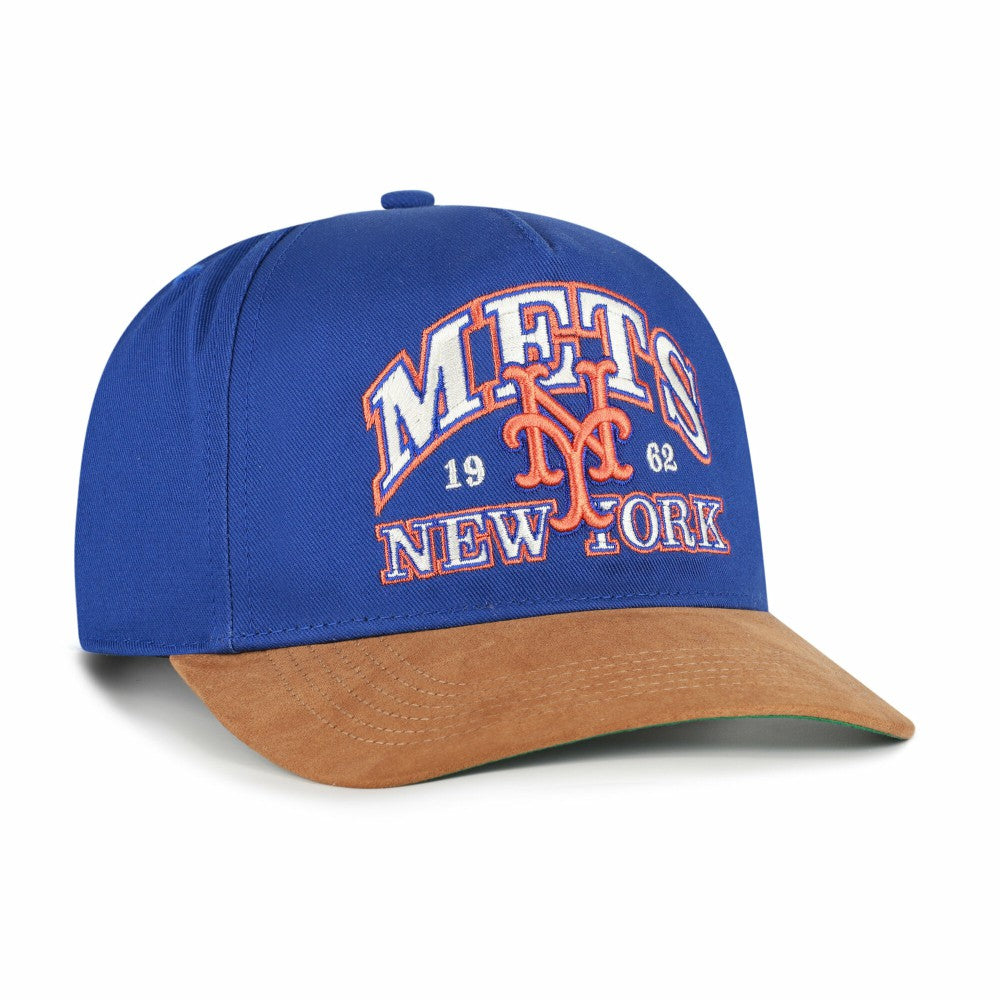 New York Mets '47 Cooperstown Break Wood Suede Hitch Adjustable Hat - Royal/Brown - 47 brand Lifestyle