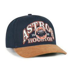 Houston Astros '47 Cooperstown Break Wood Suede Hitch Adjustable Hat - Navy/Brown - 47 brand Lifestyle