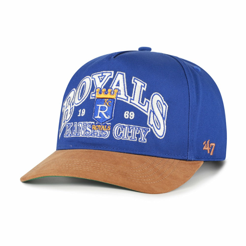 Kansas City Royals '47 Cooperstown Break Wood Suede Hitch Adjustable Hat - Royal/Brown - 47 brand on Sale