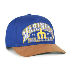 Seattle Mariners '47 Cooperstown Break Wood Suede Hitch Adjustable Hat - Royal/Brown - 47 brand Discount