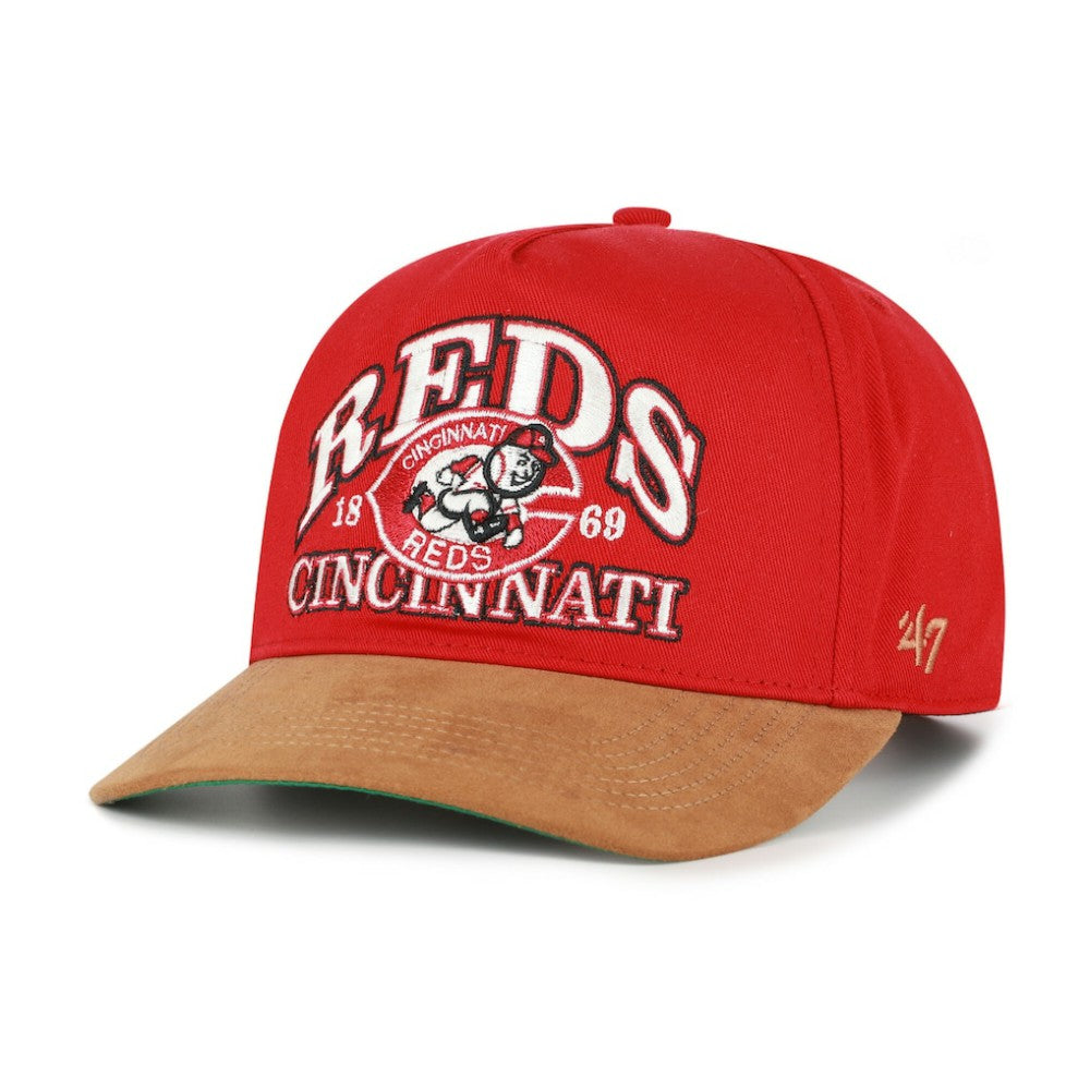 Cincinnati Reds '47 Cooperstown Break Wood Suede Hitch Adjustable Hat - Red/Brown - 47 brand Online
