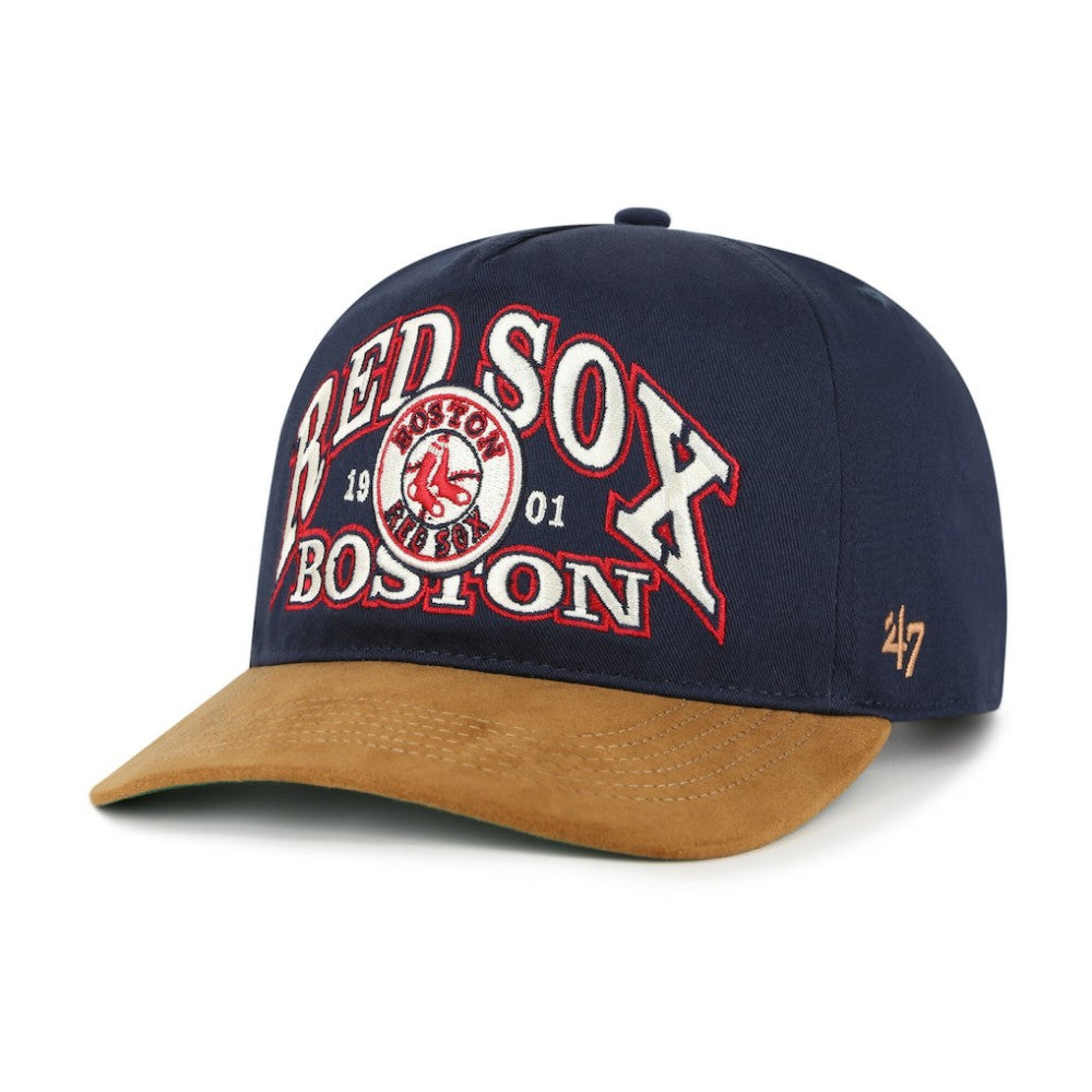 Boston Red Sox '47 Cooperstown Break Wood Suede Hitch Adjustable Hat - Navy/Brown - 47 brand Sale