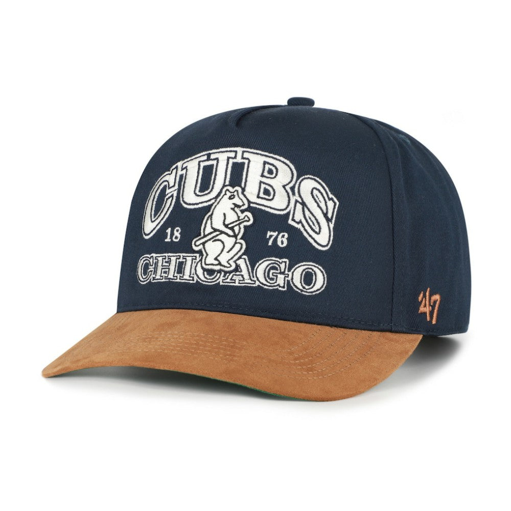 Chicago Cubs '47 Cooperstown Break Wood Suede Hitch Adjustable Hat - Navy/Brown - 47 brand Sale