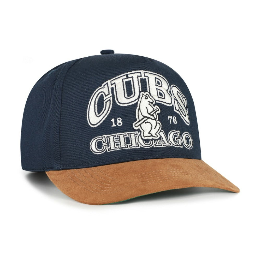 Chicago Cubs '47 Cooperstown Break Wood Suede Hitch Adjustable Hat - Navy/Brown - 47 brand Sale