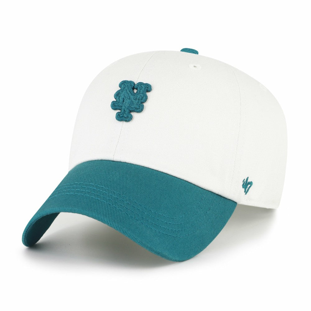 New York Mets '47 Contemporary Tonal Clean Up Adjustable Hat - White/Teal - 47 brand Lifestyle