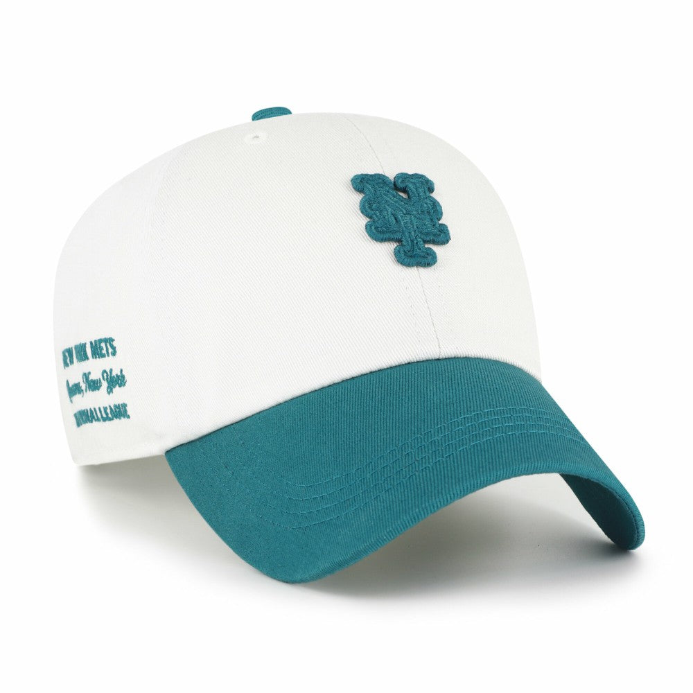 New York Mets '47 Contemporary Tonal Clean Up Adjustable Hat - White/Teal - 47 brand Lifestyle