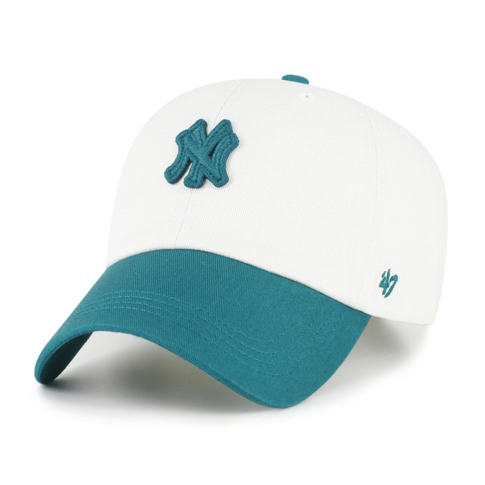 New York Yankees '47 Contemporary Tonal Clean Up Adjustable Hat - White/Teal - 47 brand on Sale