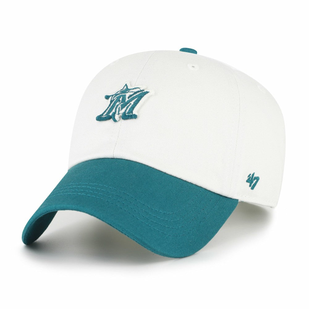 Miami Marlins '47 Contemporary Tonal Clean Up Adjustable Hat - White/Teal - 47 brand Lifestyle