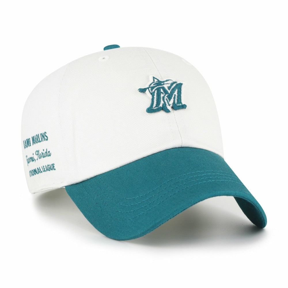 Miami Marlins '47 Contemporary Tonal Clean Up Adjustable Hat - White/Teal - 47 brand Lifestyle