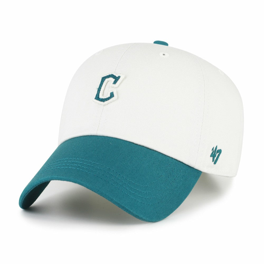 Cleveland Guardians '47 Contemporary Tonal Clean Up Adjustable Hat - White/Teal - 47 brand Lifestyle