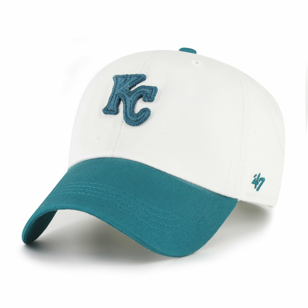 Kansas City Royals '47 Contemporary Tonal Clean Up Adjustable Hat - White/Teal - 47 brand Lifestyle