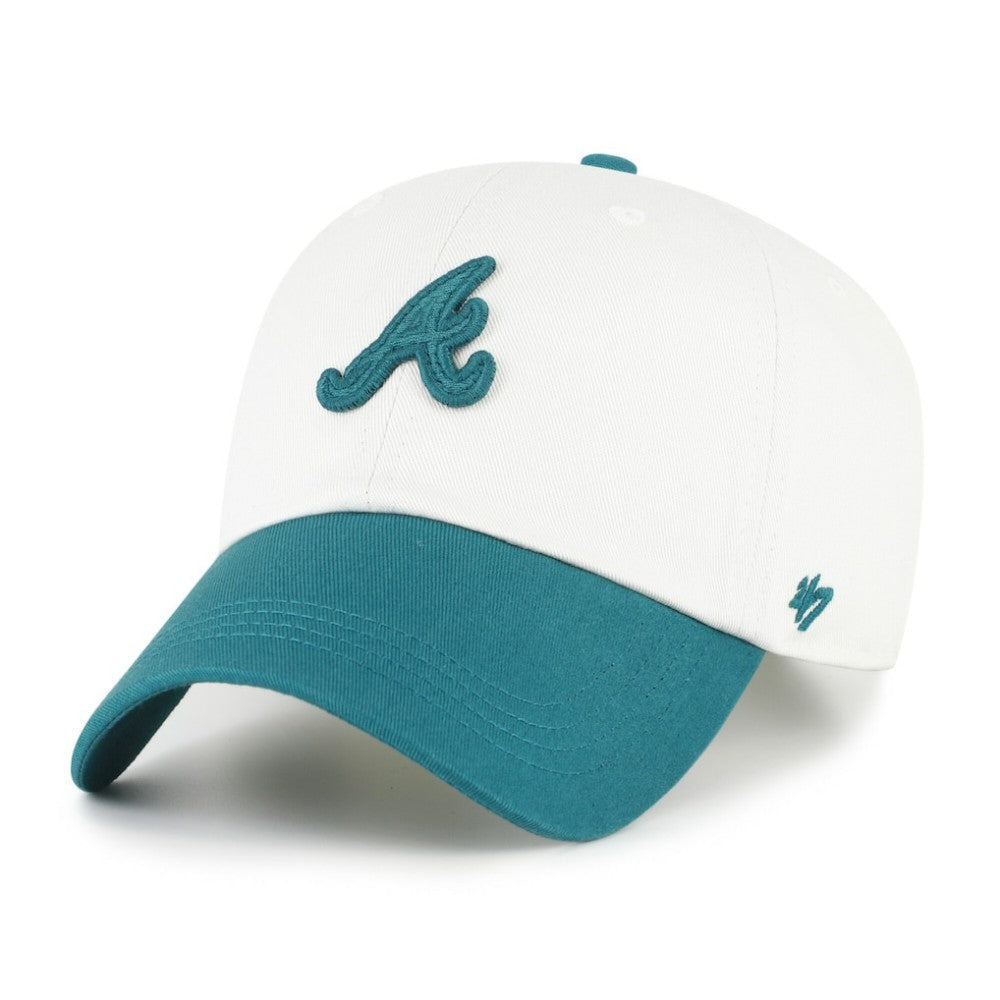 Atlanta Braves '47 Contemporary Tonal Clean Up Adjustable Hat - White/Teal - 47 brand Discount