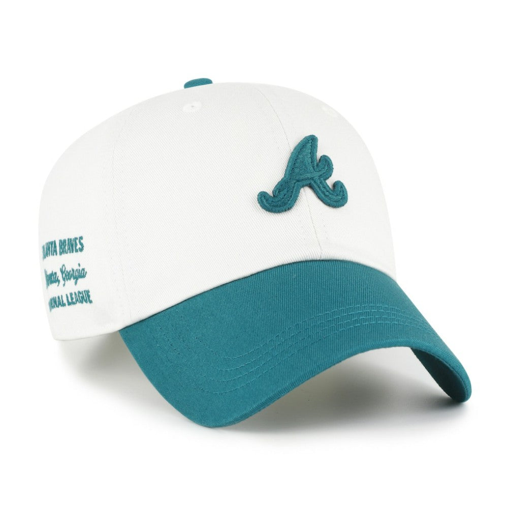 Atlanta Braves '47 Contemporary Tonal Clean Up Adjustable Hat - White/Teal - 47 brand Discount