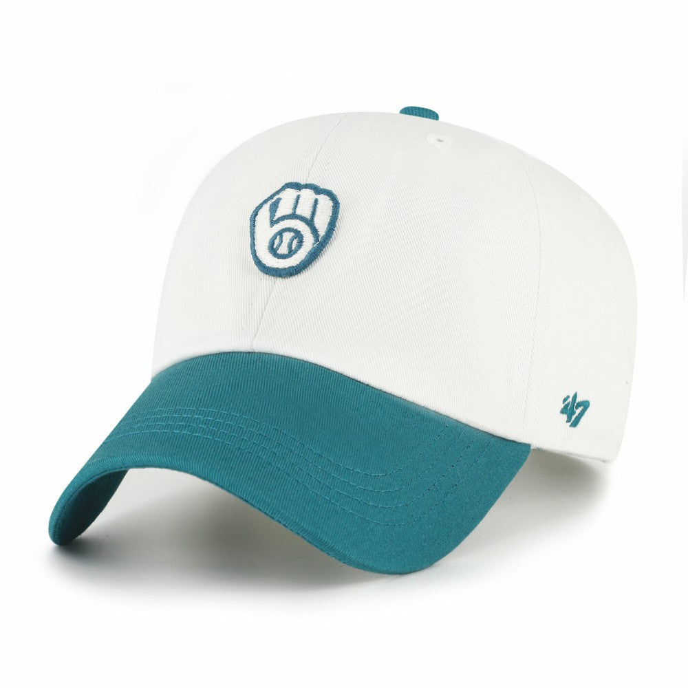 Milwaukee Brewers '47 Contemporary Tonal Clean Up Adjustable Hat - White/Teal - 47 brand Lifestyle